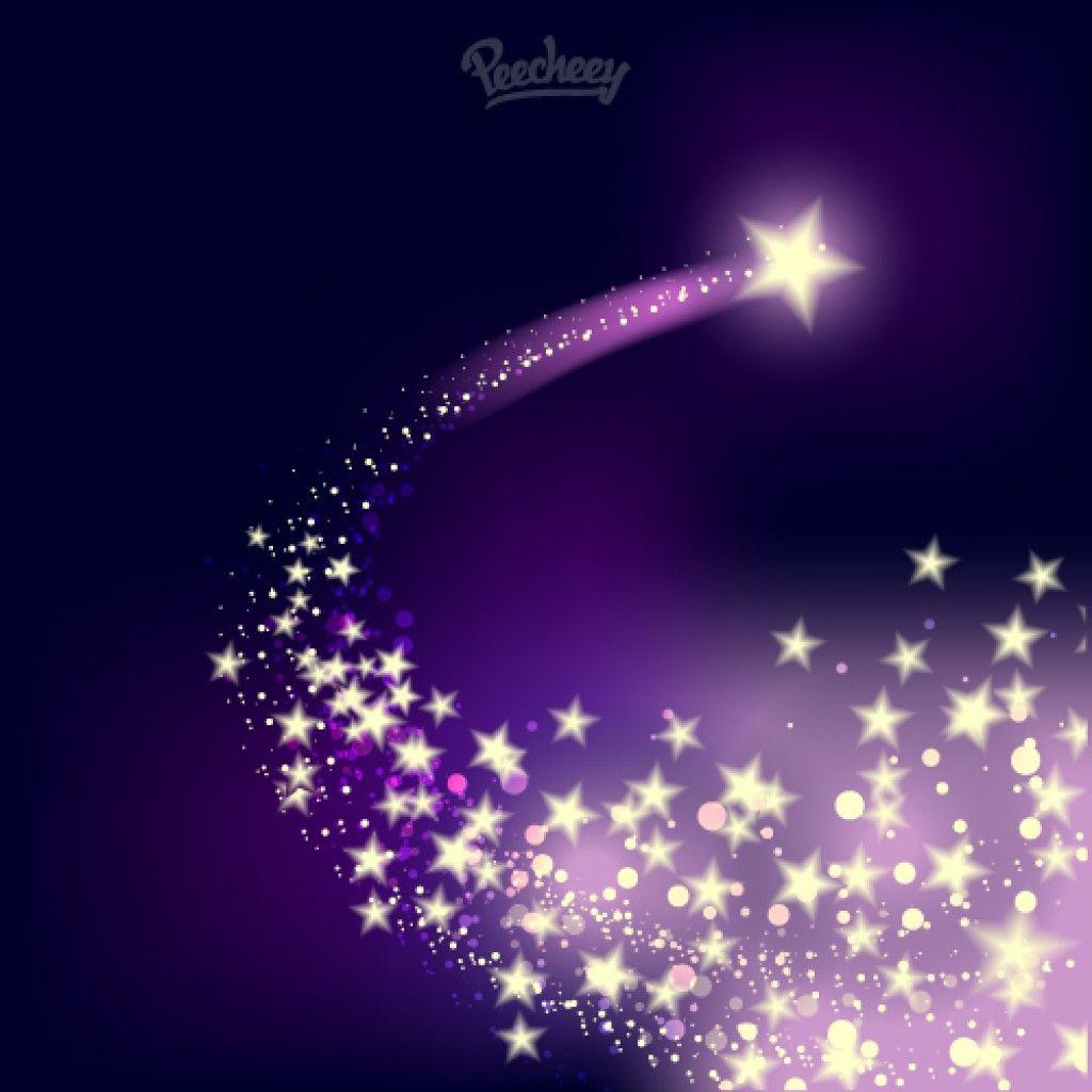 Shooting twinkling star on the purple background