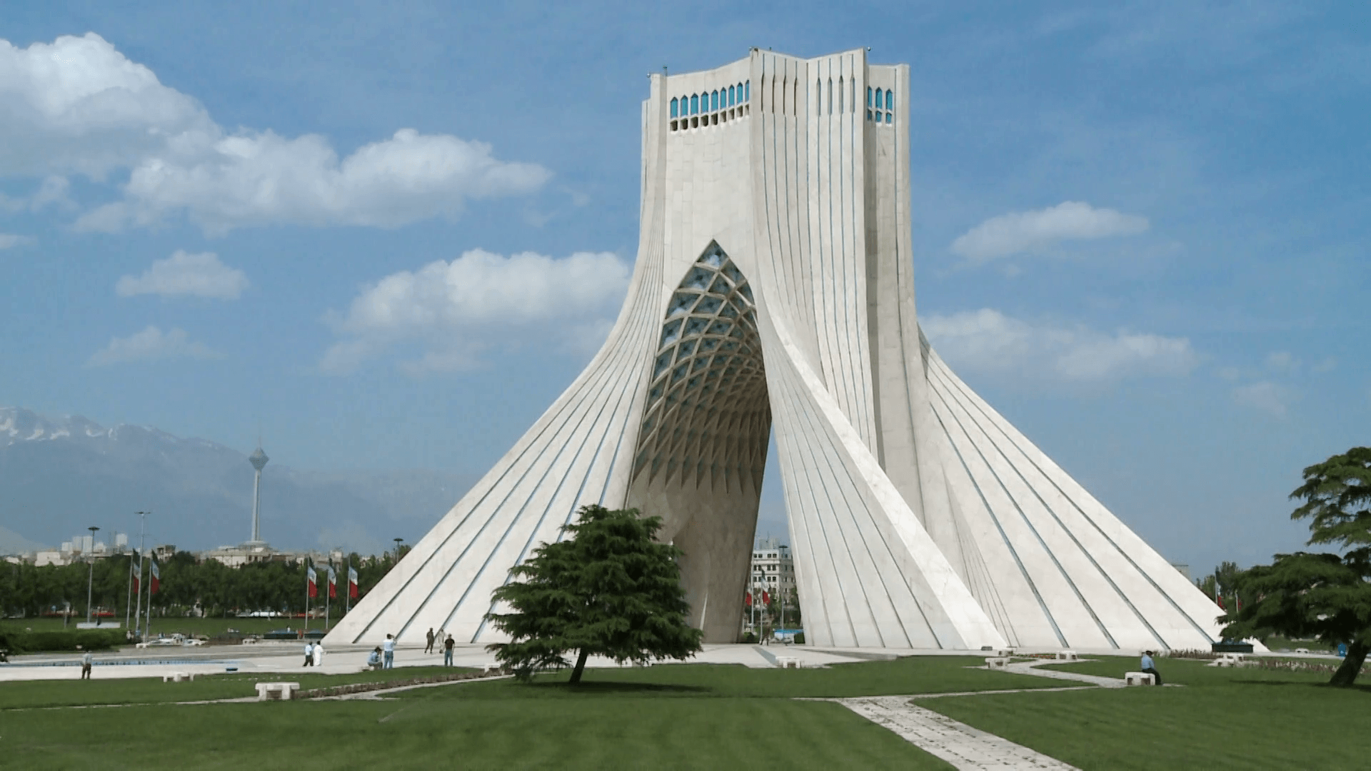 Azadi Tower in front with Milad Tower in back, Tehran, Iran