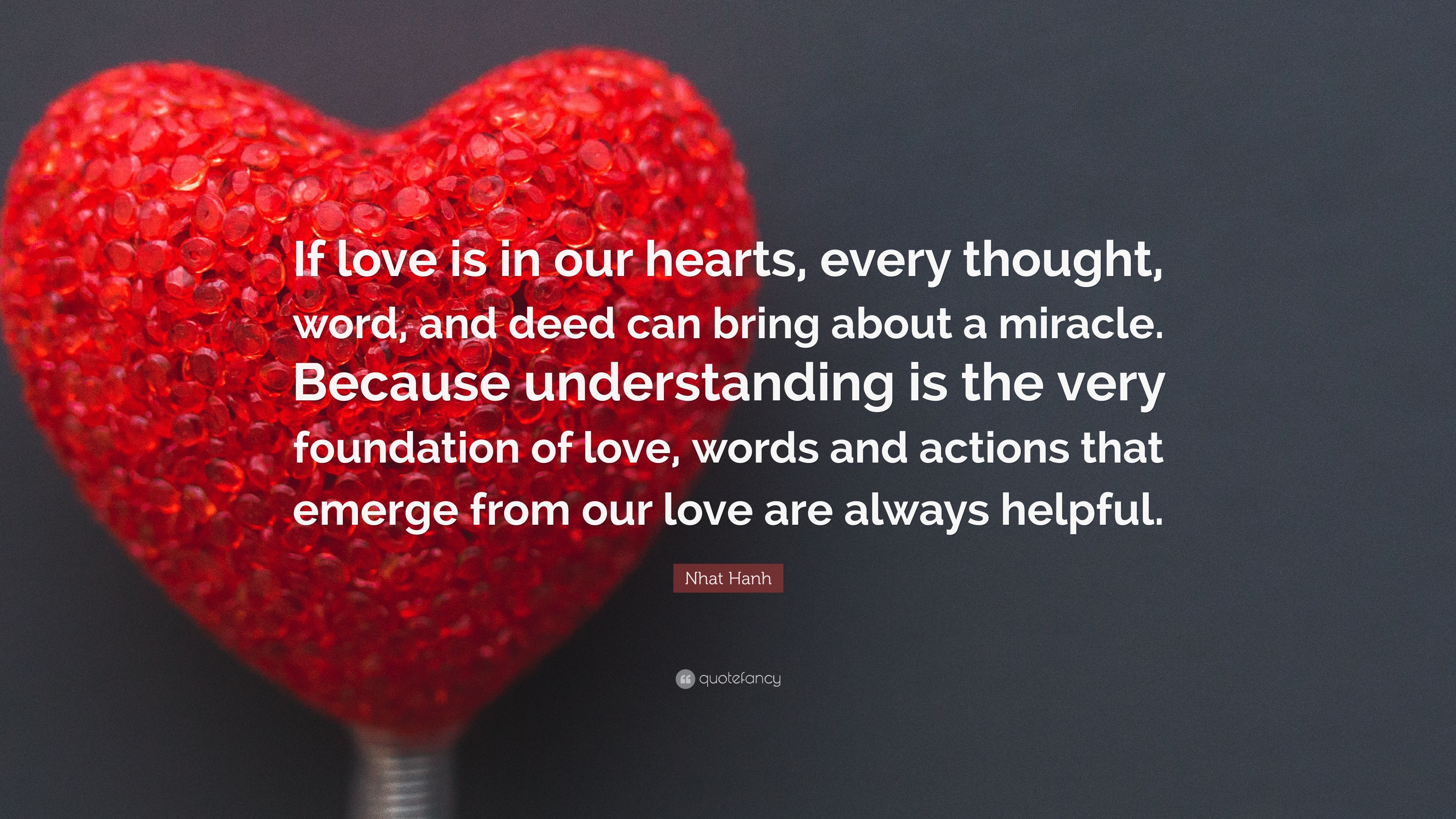 Nhat Hanh Quote: “If love is in our hearts, every thought, word