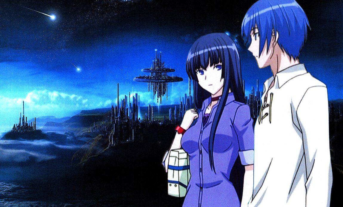 Natsuru and Shizuku City In The Clouds Wallpaper