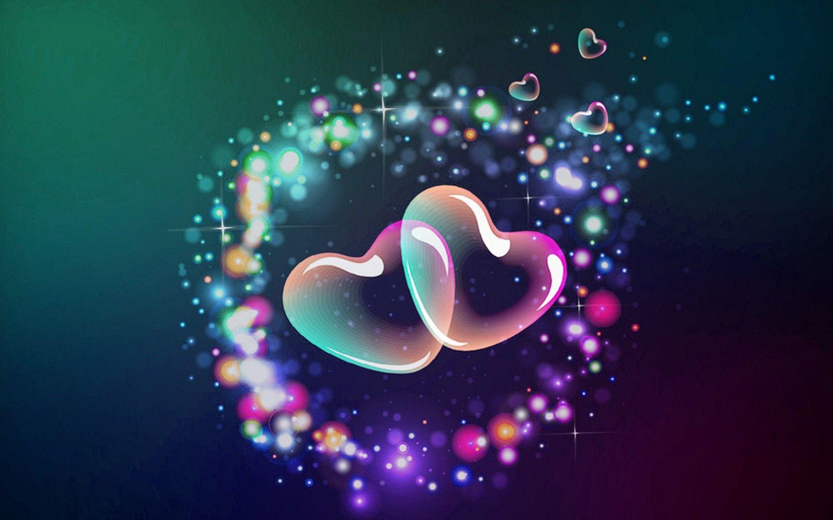 Colorful Hearts Bubbles Desktop Wallpaper HD Wallpaper