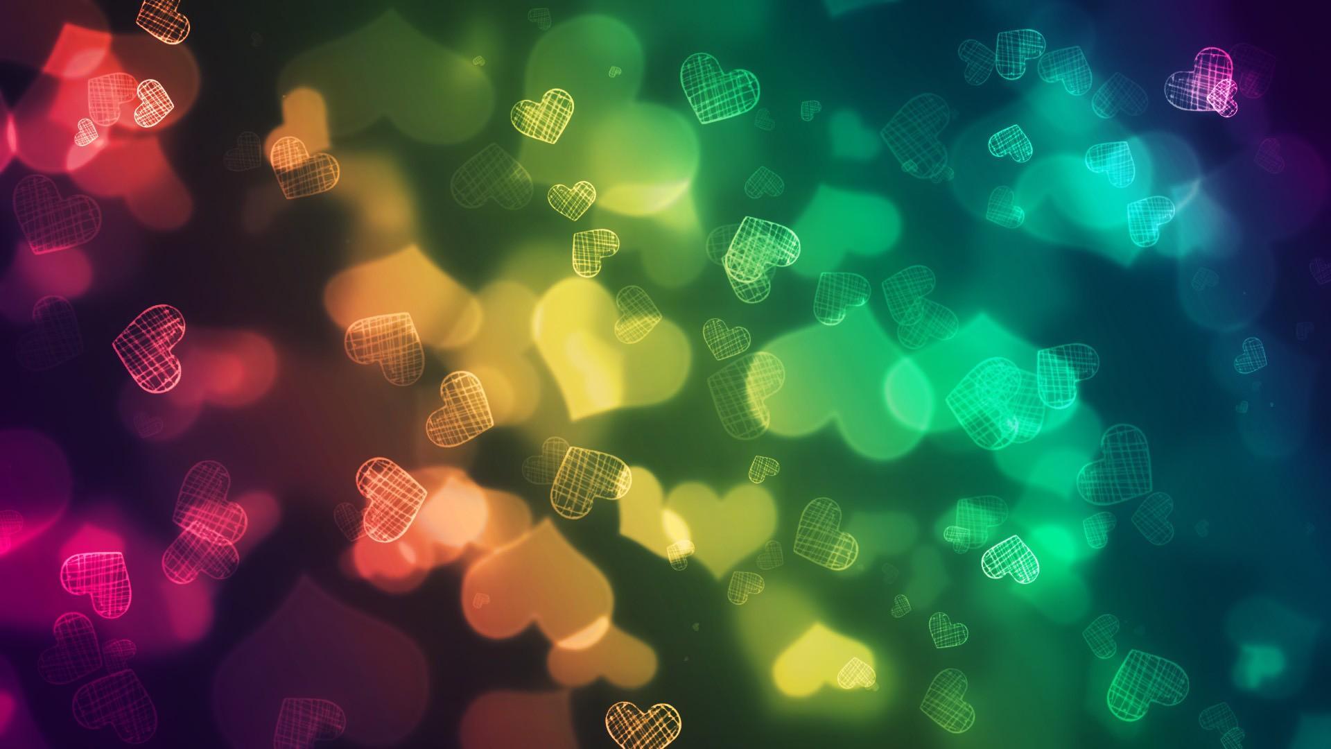 Colorful love hearts wallpaper