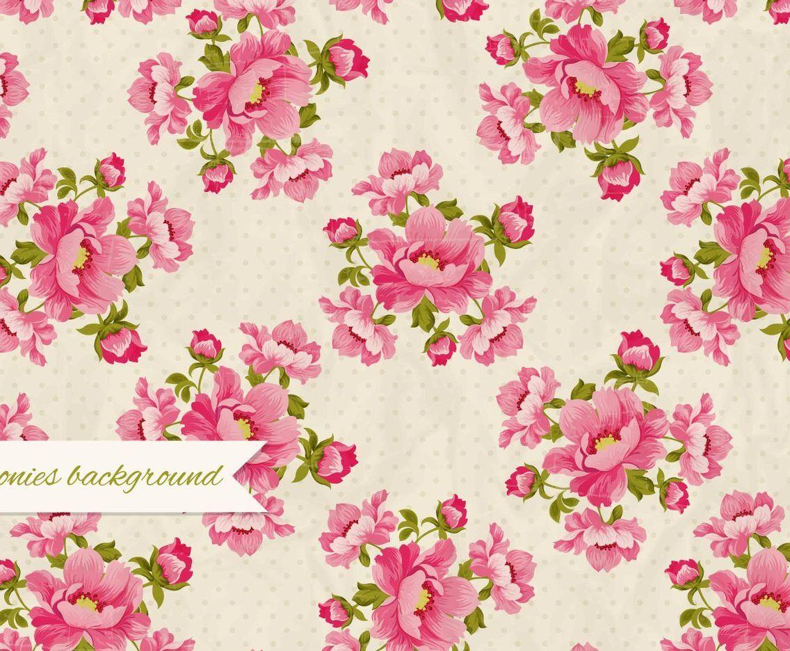 Peonies Retro Background Vector Art & Graphics