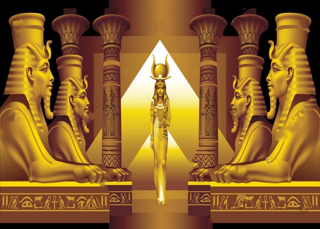 Egyptian queen sphinx gold black party themed backdrop Vinyl cloth