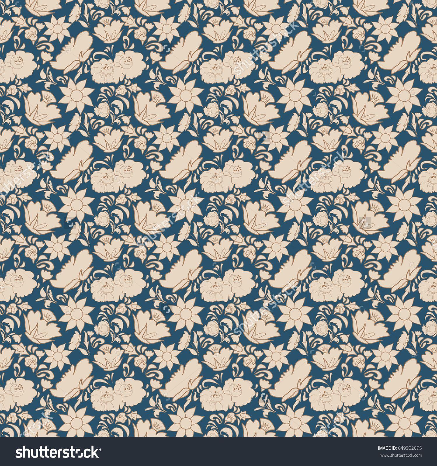 Seamless pattern with small flowers and leaves. Cute, simple