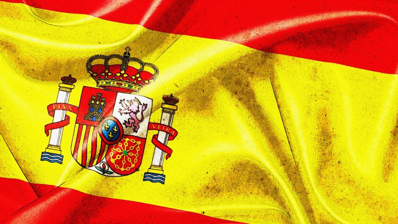 Download wallpaper 1600x900 spain, emblem, flag widescreen 16:9 HD