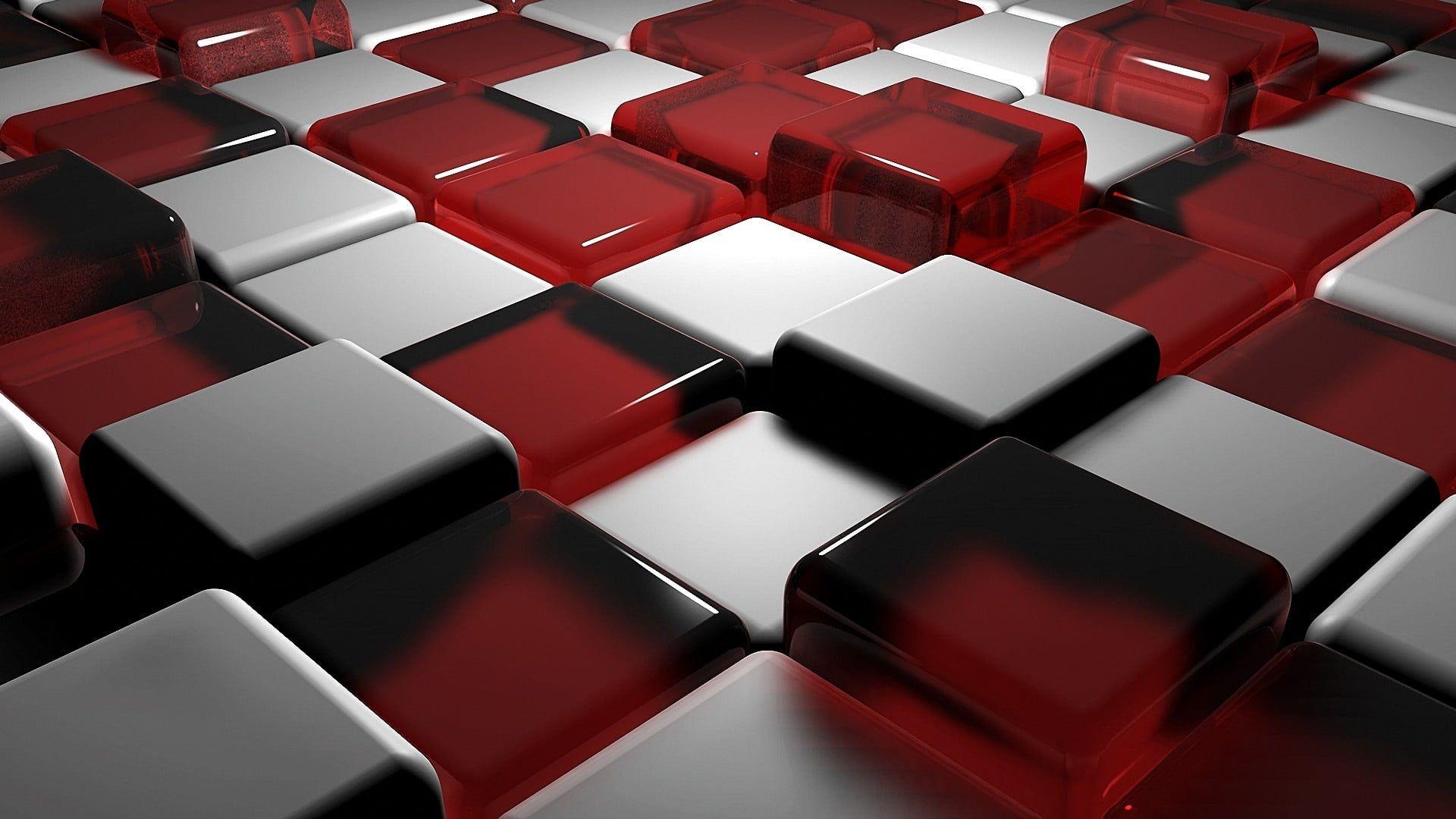 Graphic photo of white and red cubes background HD wallpaper