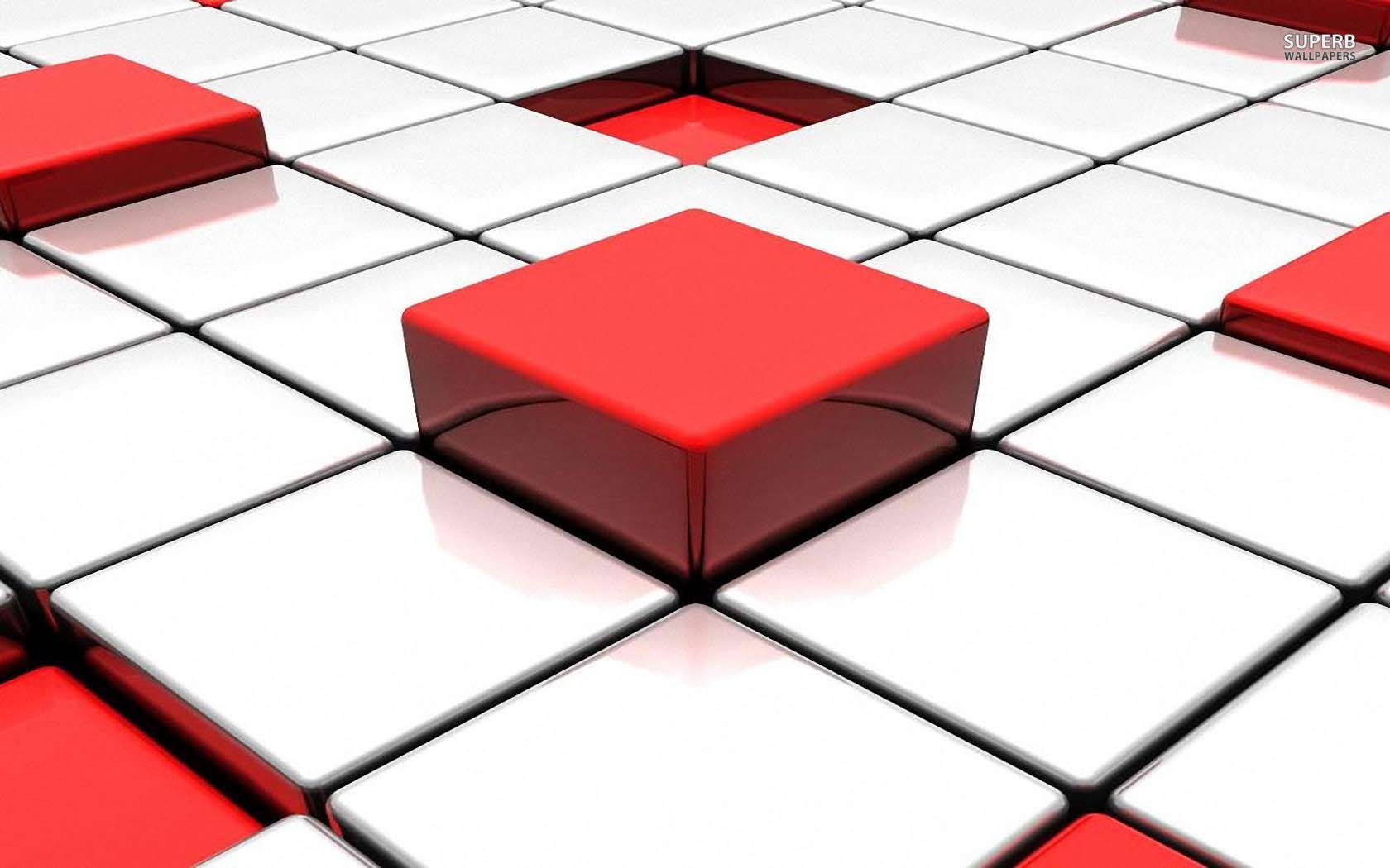 3D Red And White Cubes Wallpaper 1680x1050 PC Wallpaper
