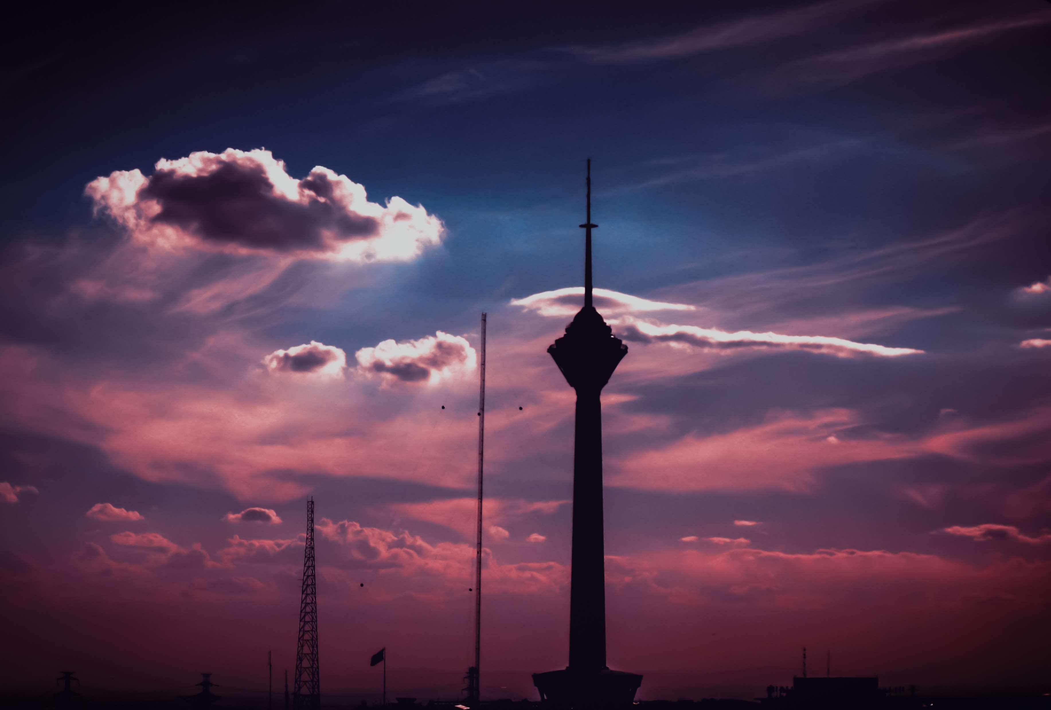 cloud, landscape, sky, tehran, tehran milad tower, tower wallpaper