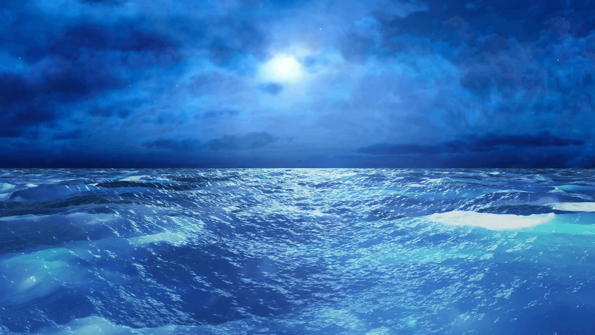 Realistic Stormy Sea at Night, Abstract Loopable Background Stock