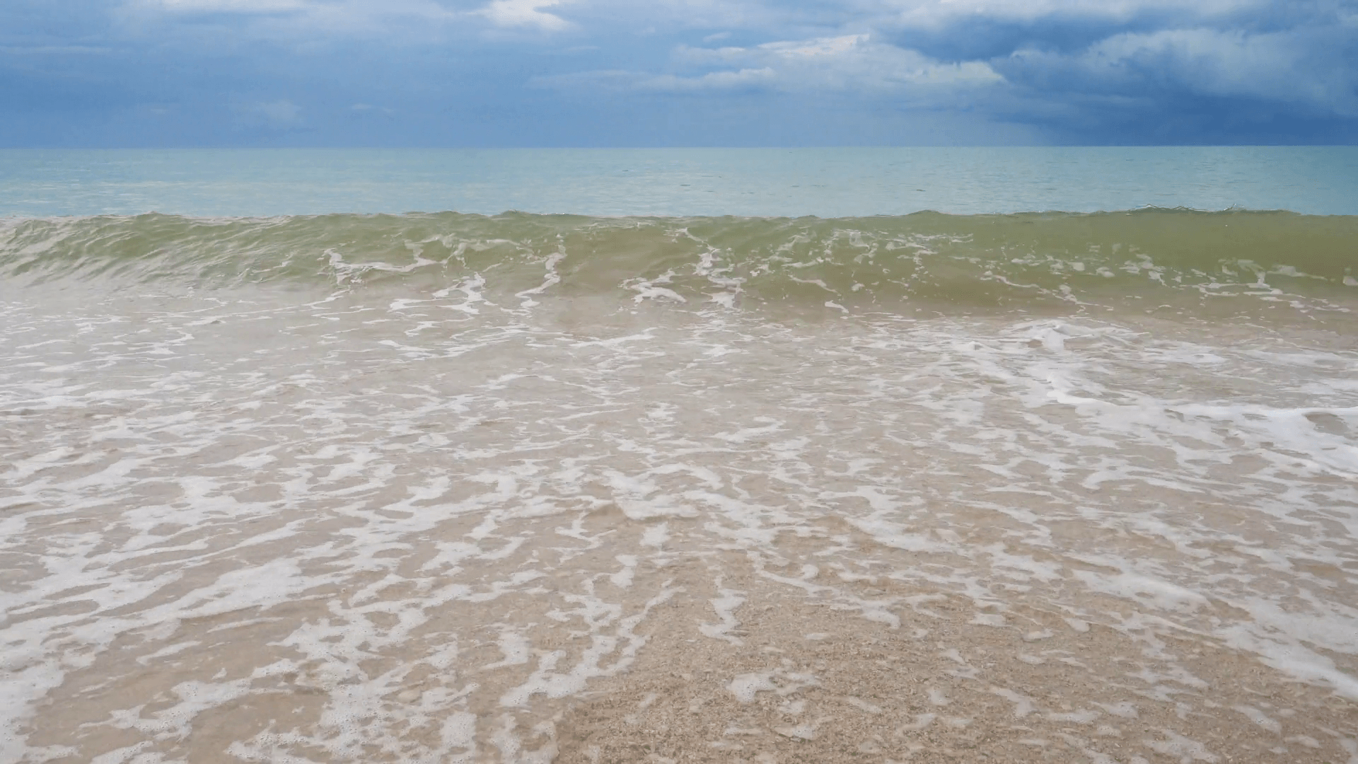 White sandy beach on background of stormy sky Stock Video Footage