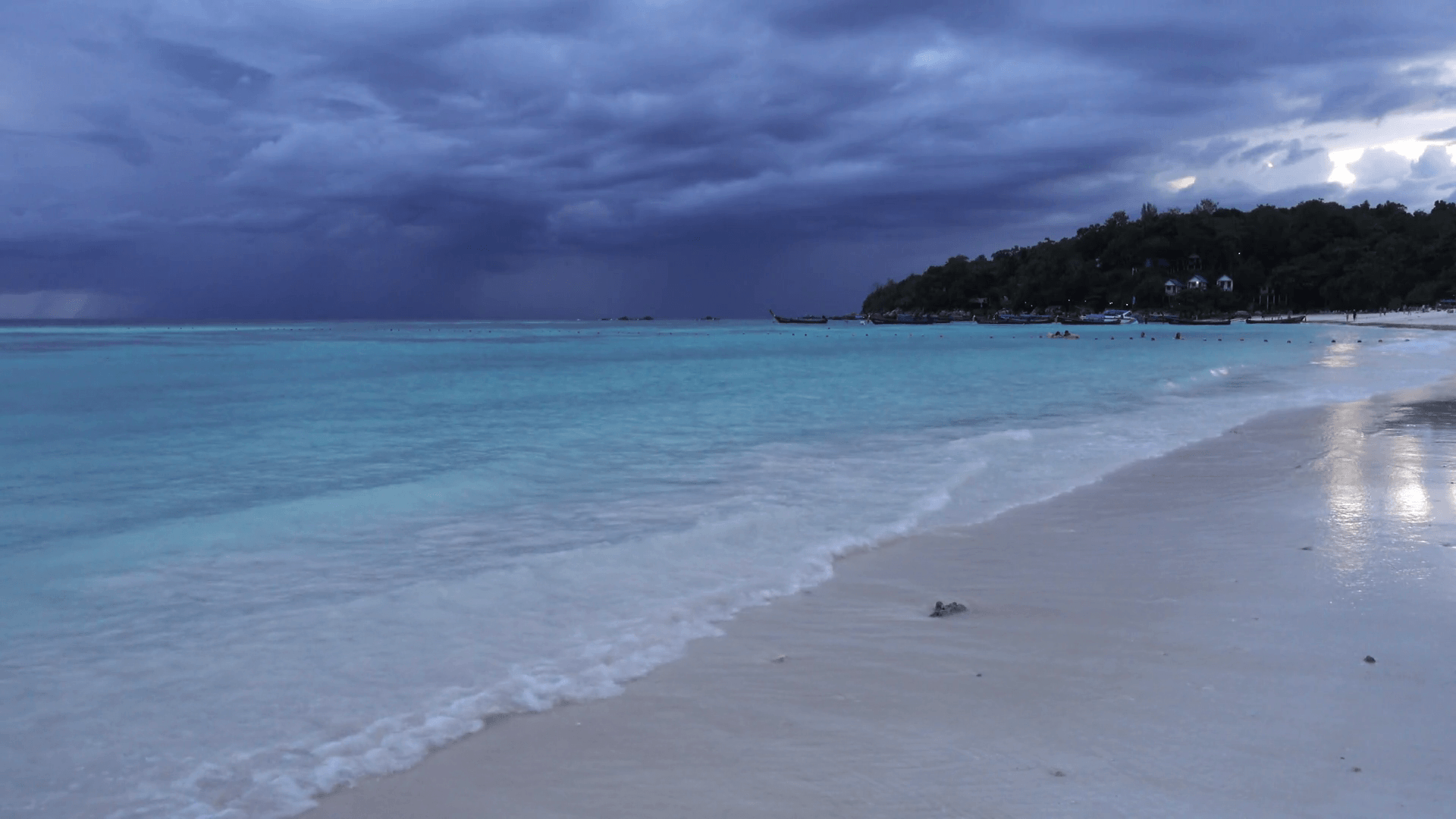 White sandy beach on background of stormy sky Stock Video Footage