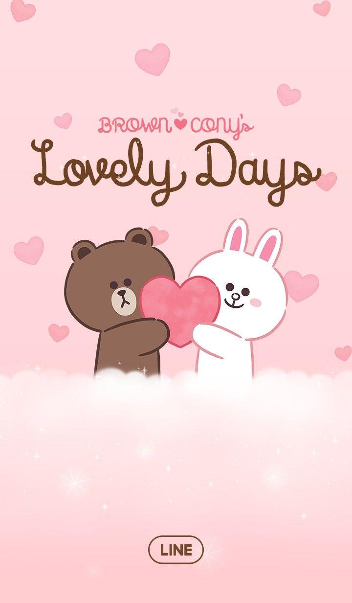 Brown ♥ Cony [Line Wallpaper]. Brown & Cony having fun together