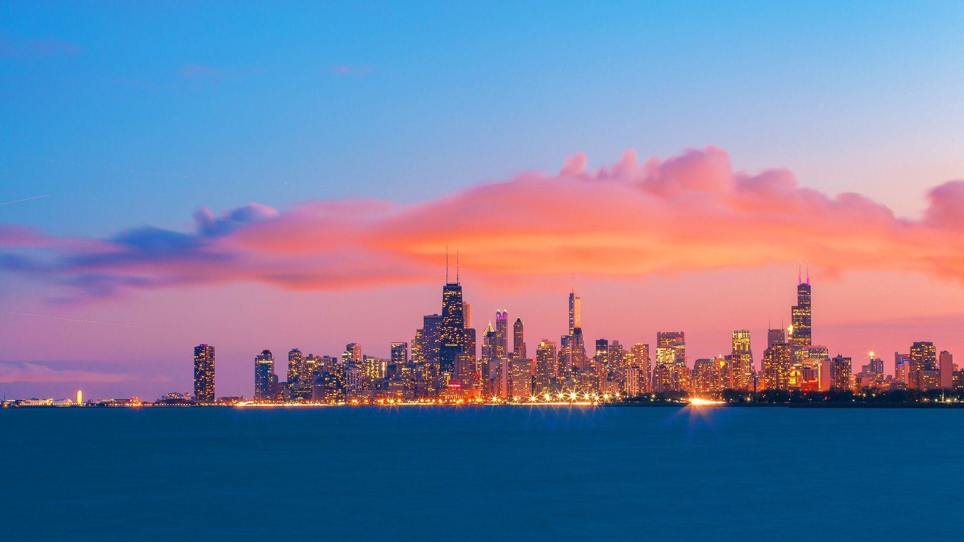 Wallpaper.wiki Chicago Skyline Background HD PIC WPE009998