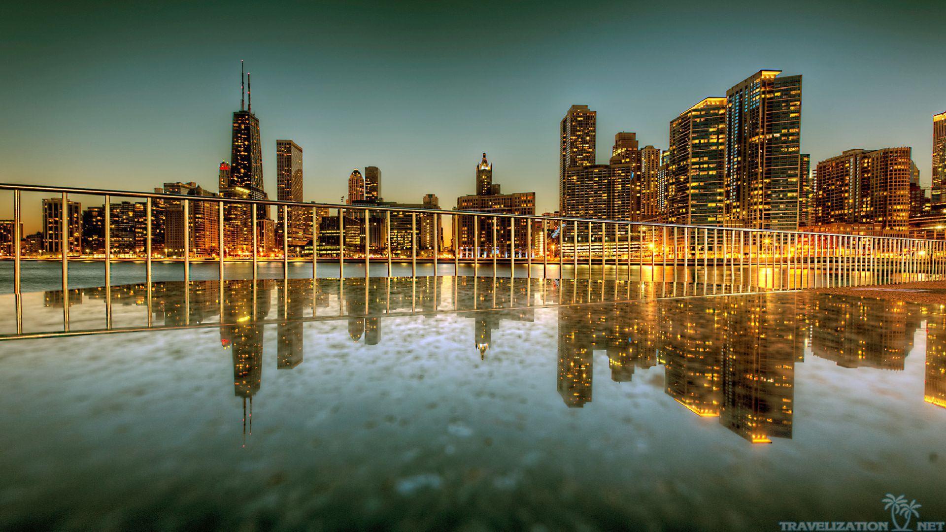 Chicago Skyline Sunset Photography 5528 Wallpaper