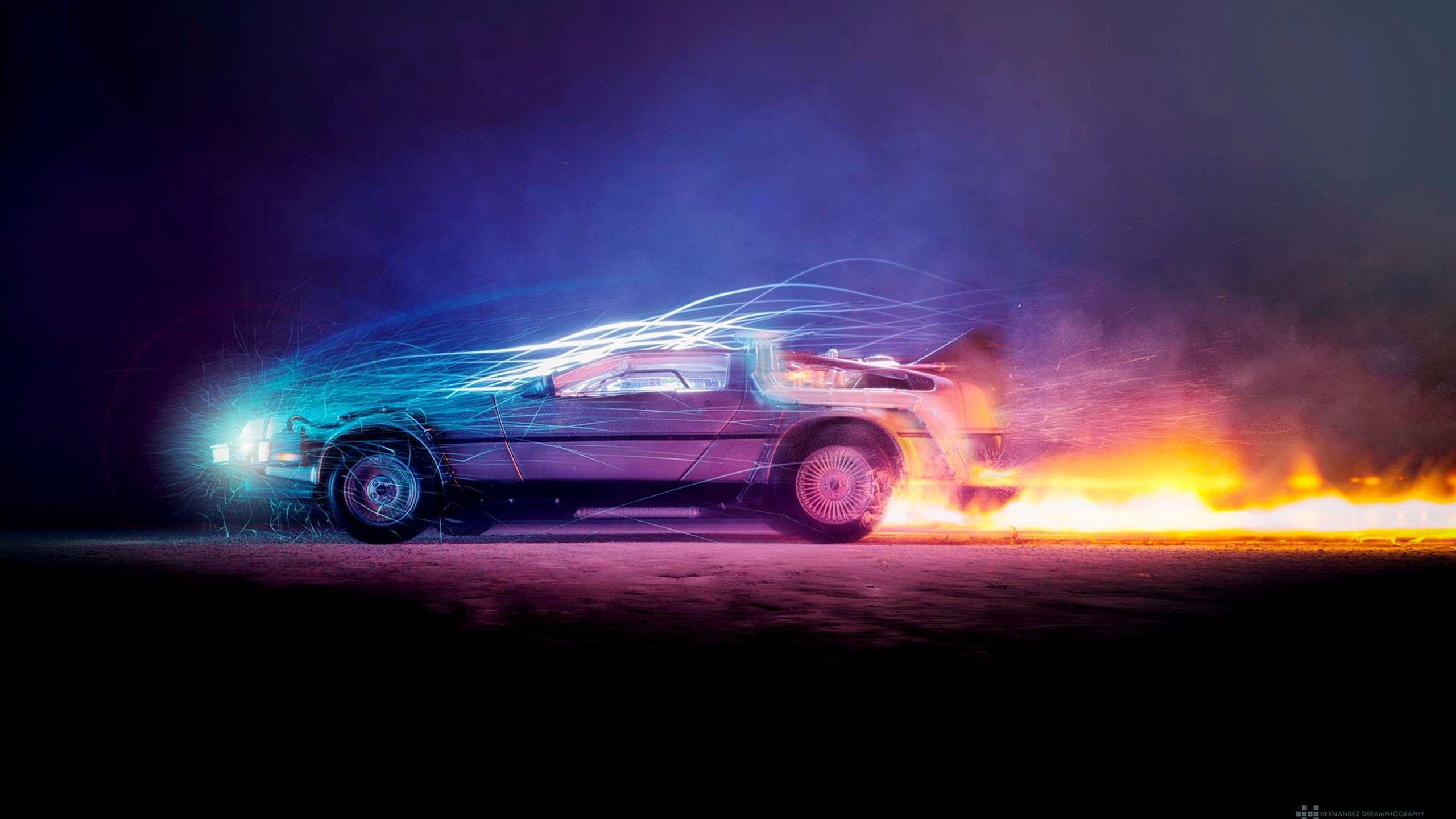 Car Lights Flame Back To The Future 1440P Resolution HD 4k