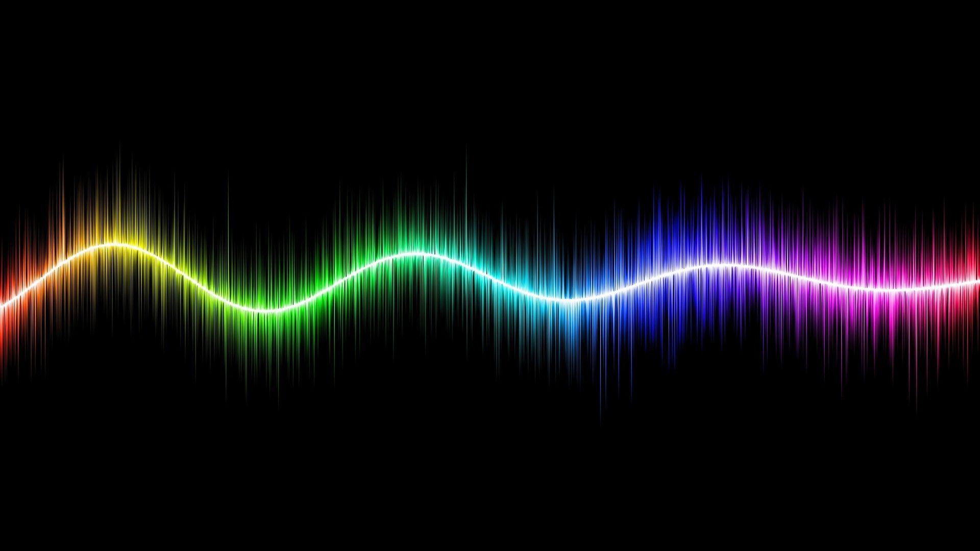 Download Wallpaper 1920x1080 wavy, rainbow, colorful, line