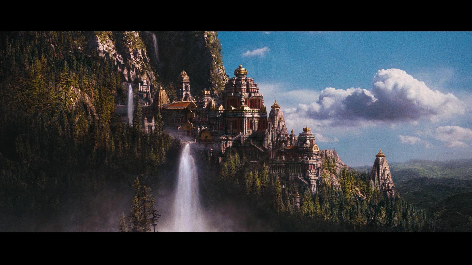 Free Fantasy Castle With Waterfall Background HD Wallpaper HD