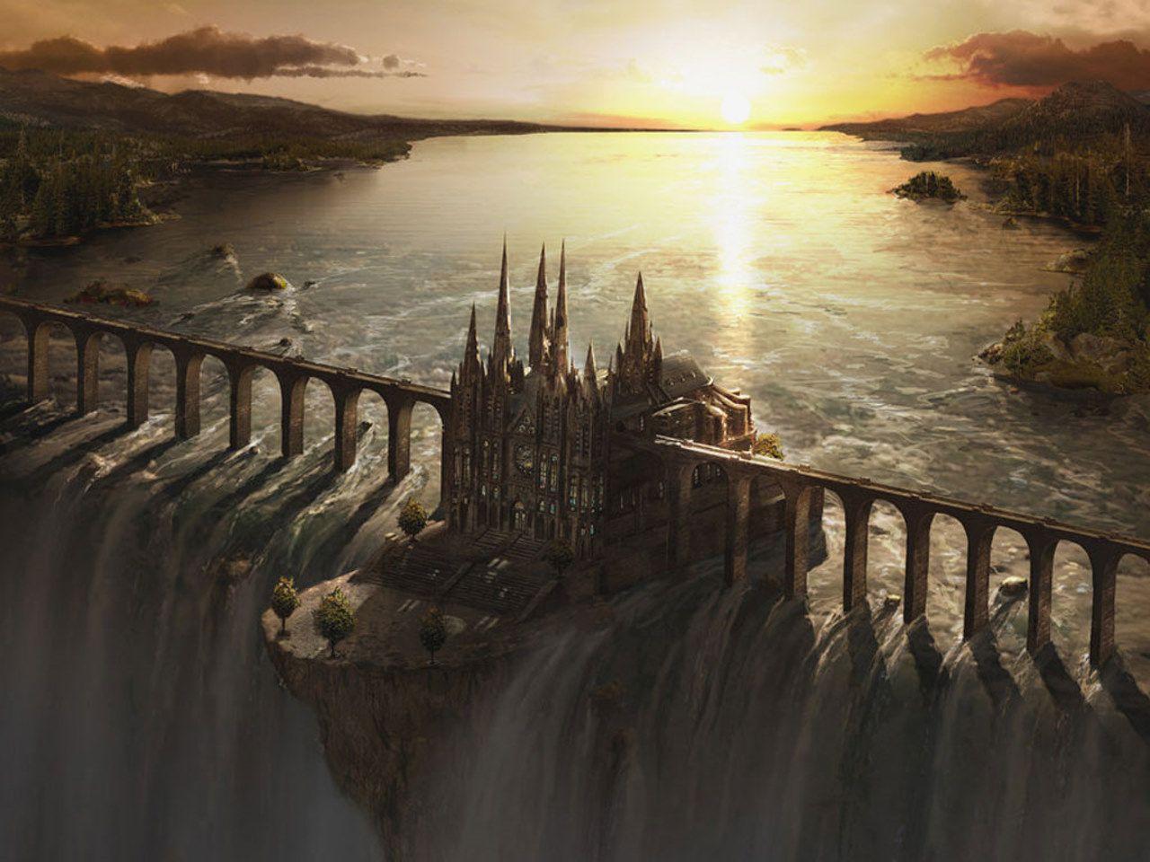 Waterfall castle Wallpaper and Background Imagex960
