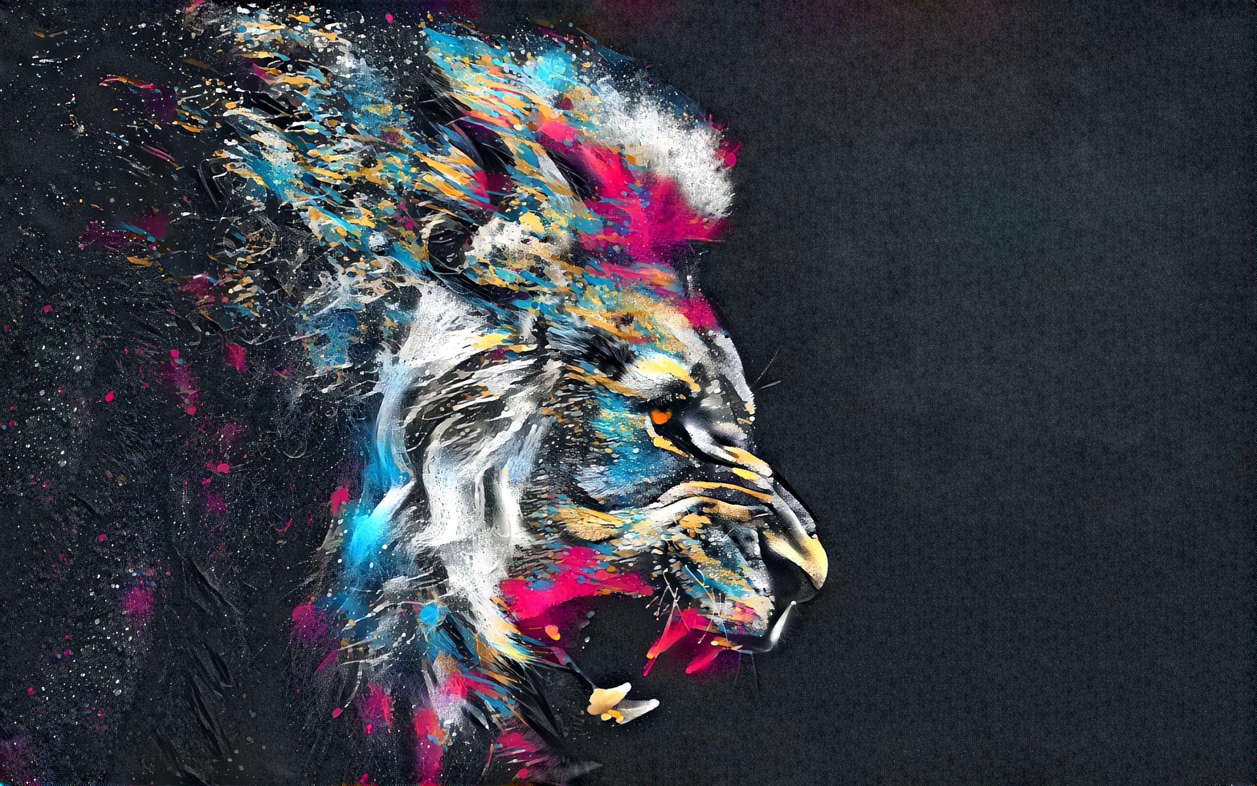 Abstract Artistic Colorful Lion, HD Abstract, 4k Wallpaper, Image