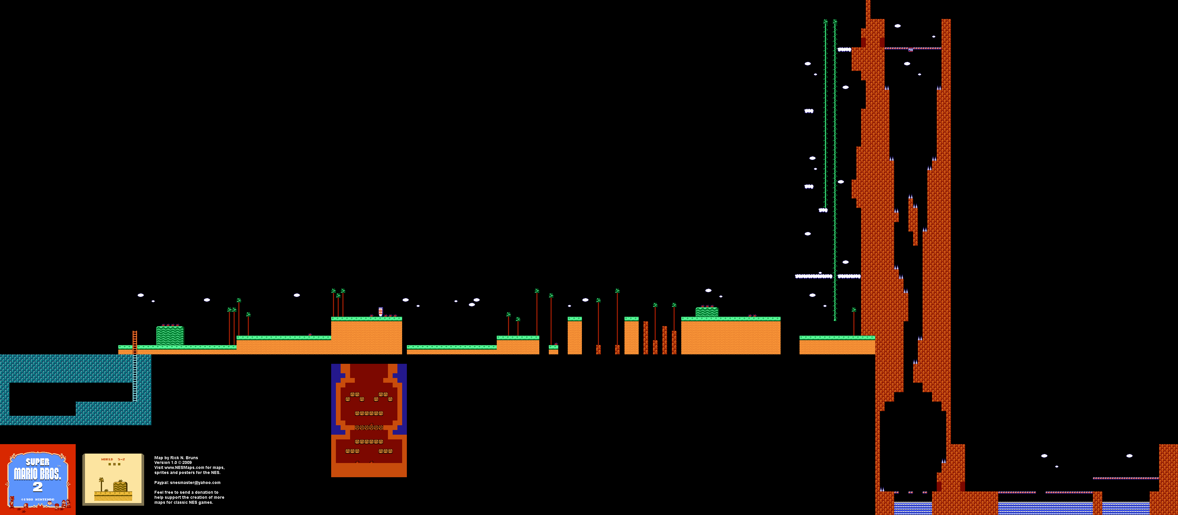 Super Mario Brothers 2 5 2 Nintendo NES Background Only Map