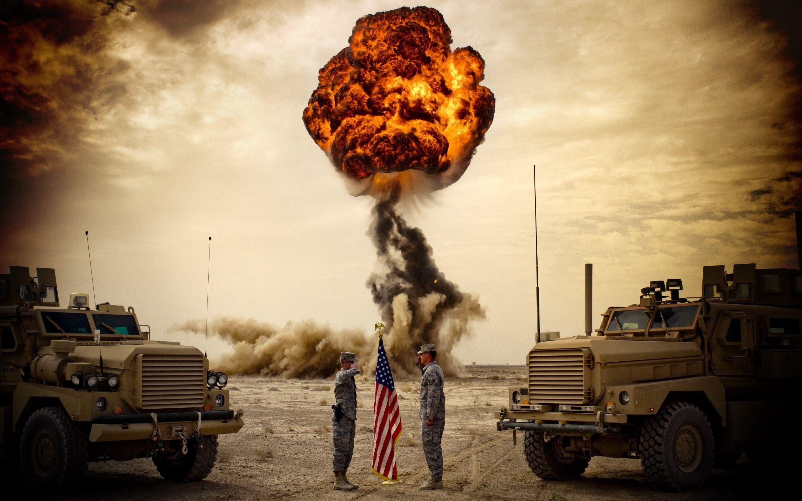 Us army explosions flags wallpaper. PC