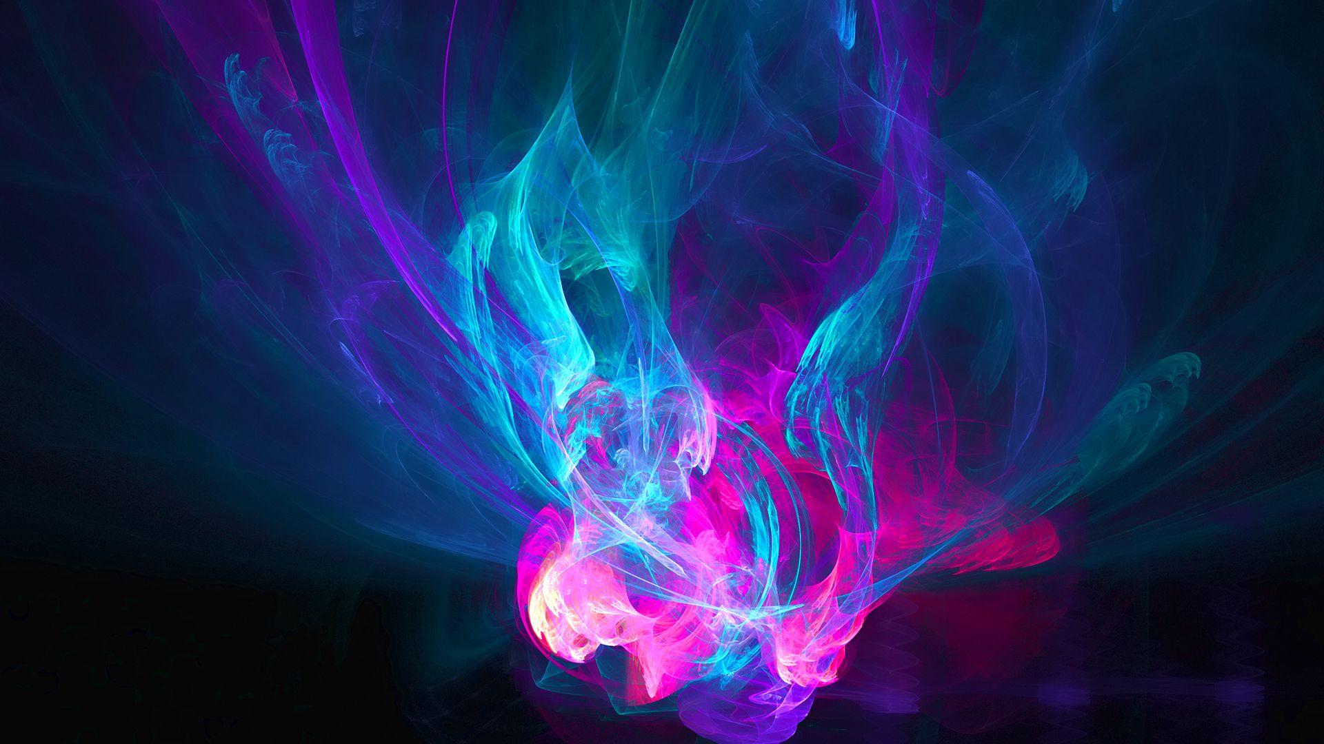 Abstract Fire Pink Blue Purple Patterns HD Wallpaper