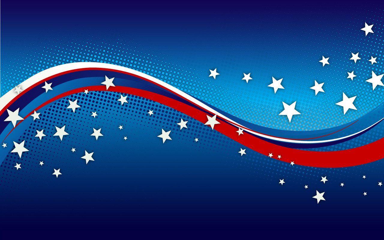 Free Wave Of Stars, Blue, Red, White Background For PowerPoint