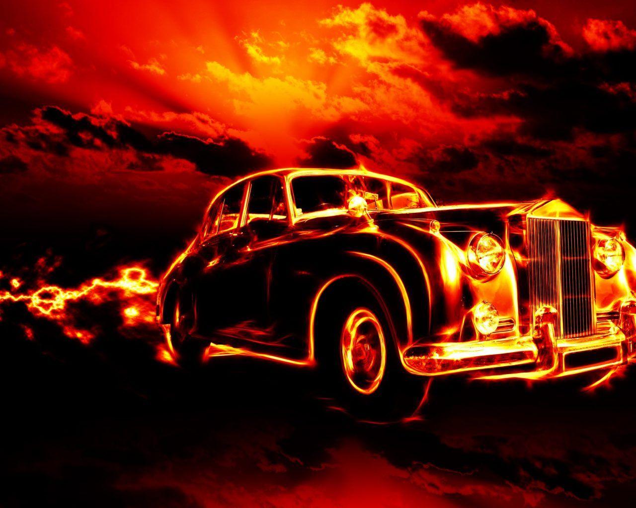 Fire Classic Car HD Wallpaper For Deskx1800, Wallpaper13.com