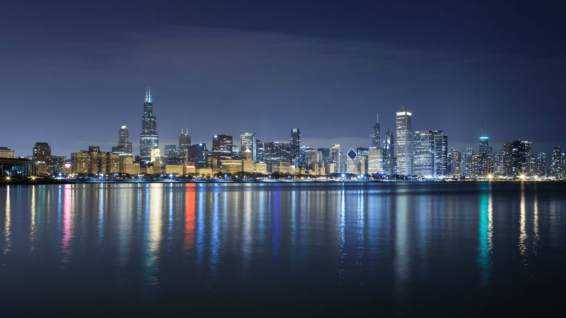 Chicago Skyline Night Wallpapers Wallpaper Cave