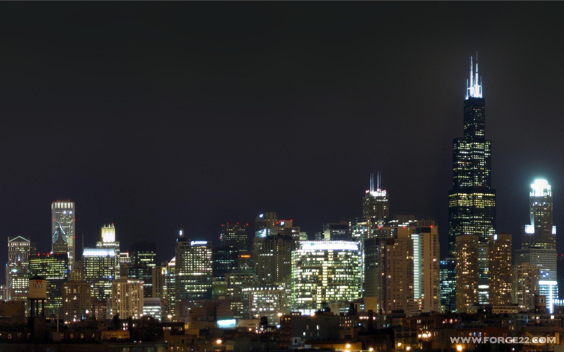 Chicago skyline wallpaper. Chicago urban night skyline free