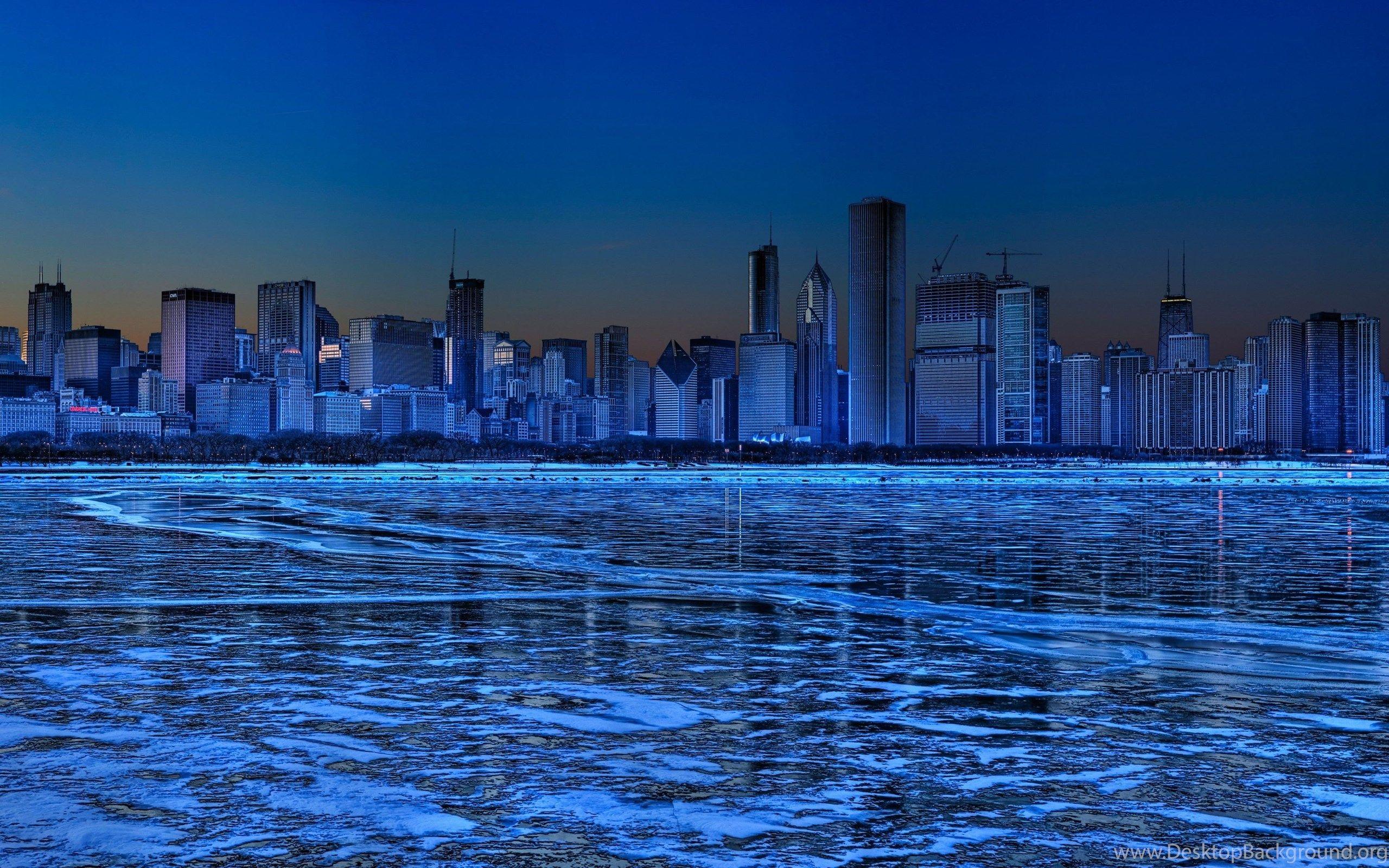 Chicago Skyline Night Wallpaper Desktop Background