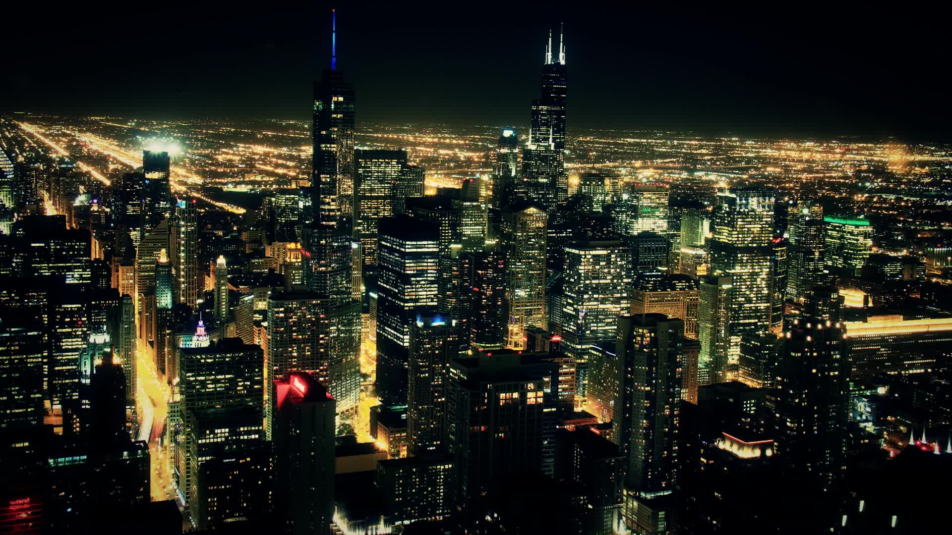 Chicago Night Skyline Timelapse 2 Video Clip
