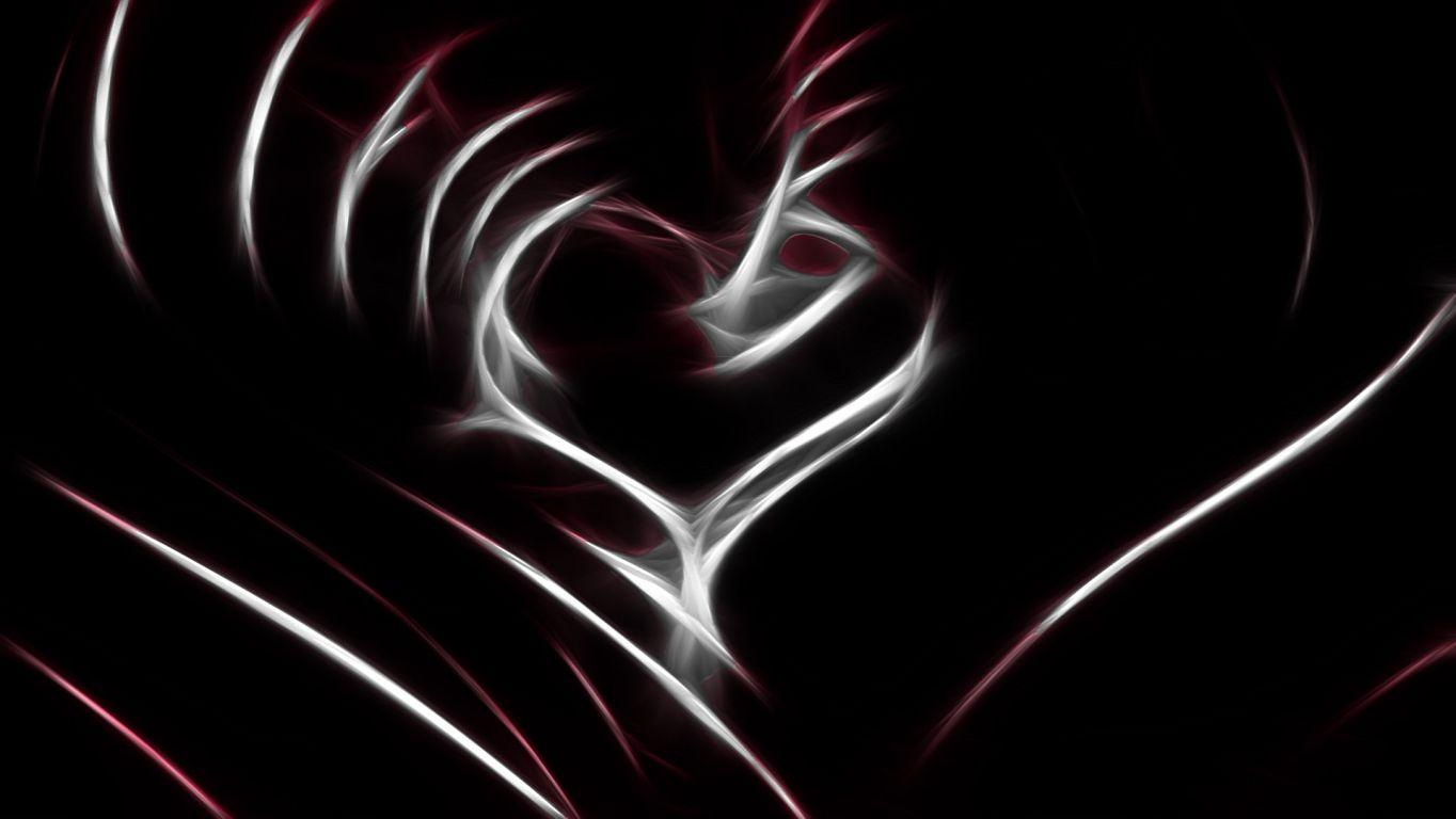 Download Wallpaper abstract, heart, line, white, red, black HD