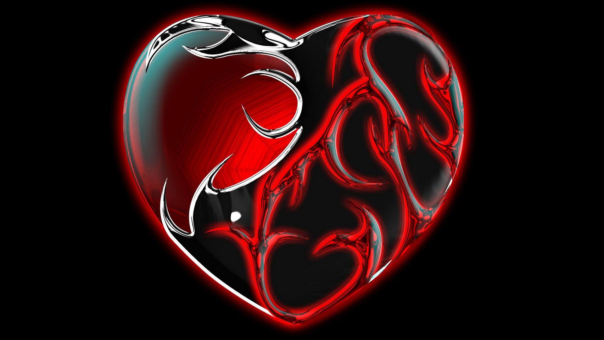 Heart Red Heart Black HD Wallpaper