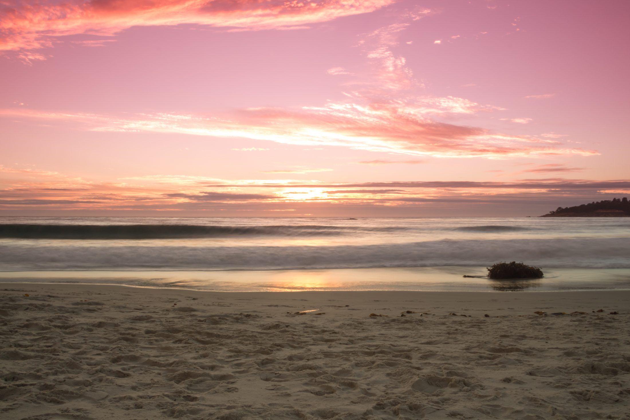 HD Wallpaper: Pink sunset over the ocean in Carmel, CA