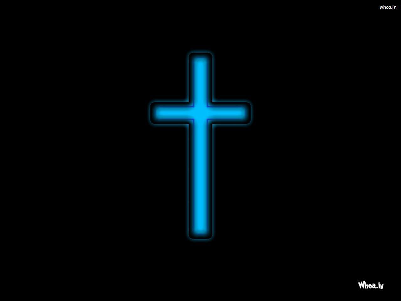 Christian Cross In Black Background