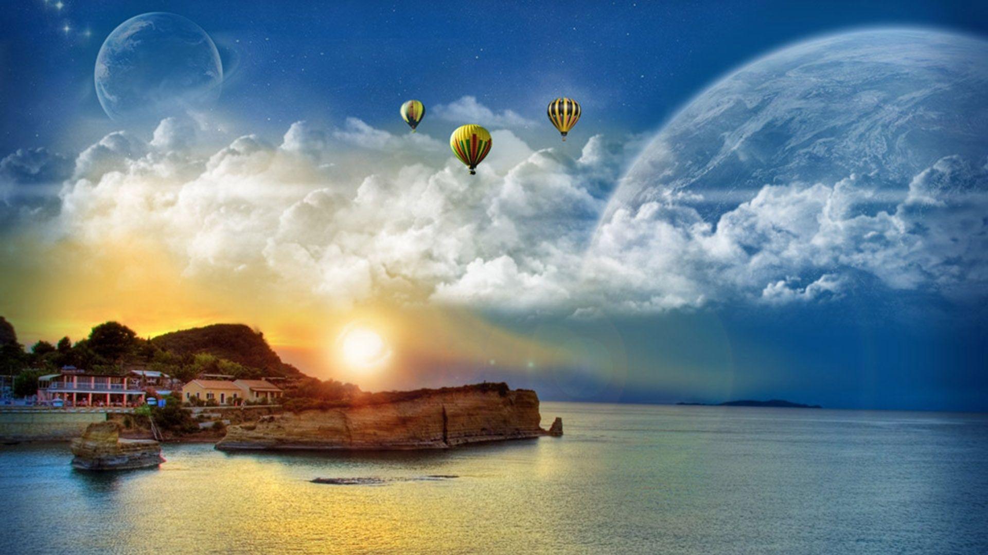 3D air balloons sky wallpaper Wallpaper. Background / Fundos