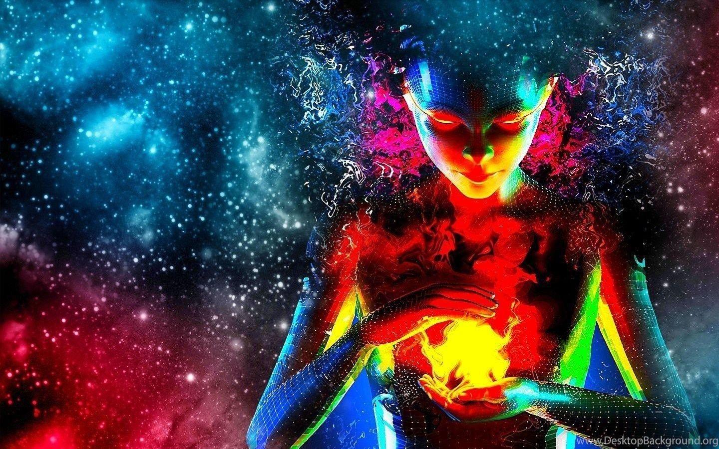 3D Artwork Multicolor Psychedelic Stars Best Widescreen Background