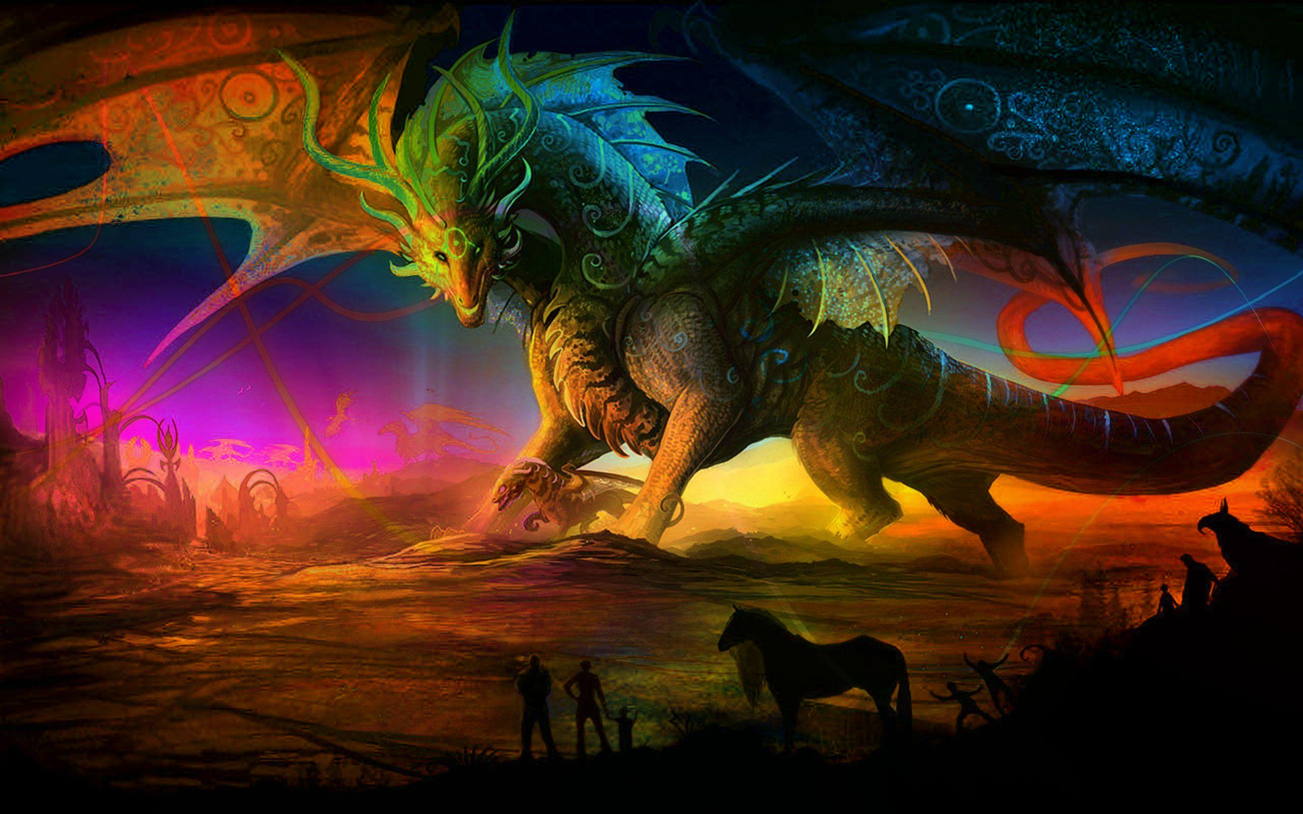 fantasy wallpaper; castles, sorcery, dragons and maidens