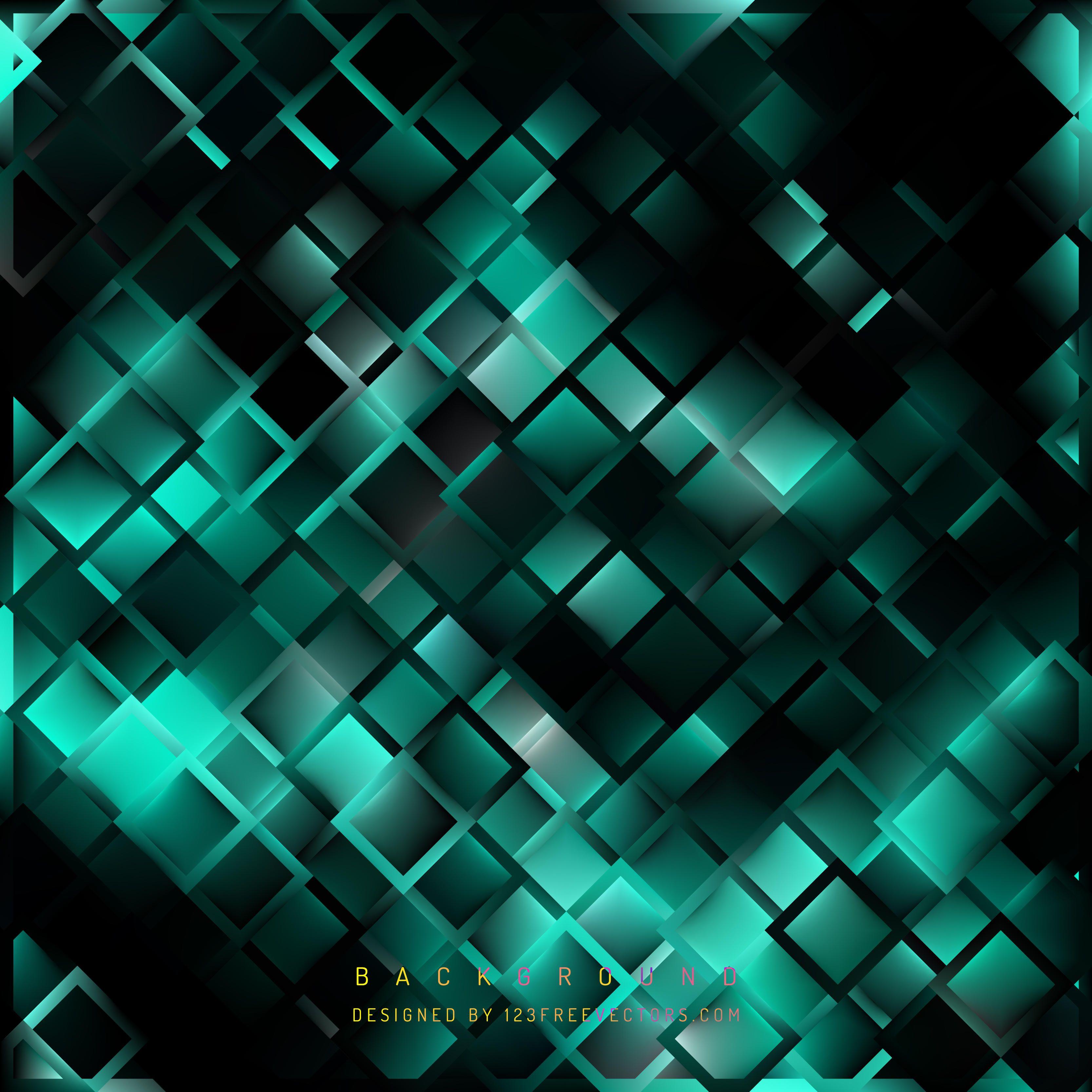 Abstract Black Turquoise Square Background DesignFreevectors