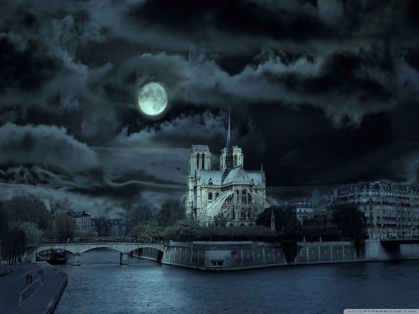 Notre Dame de Paris At Night ❤ 4K HD Desktop Wallpaper for 4K Ultra