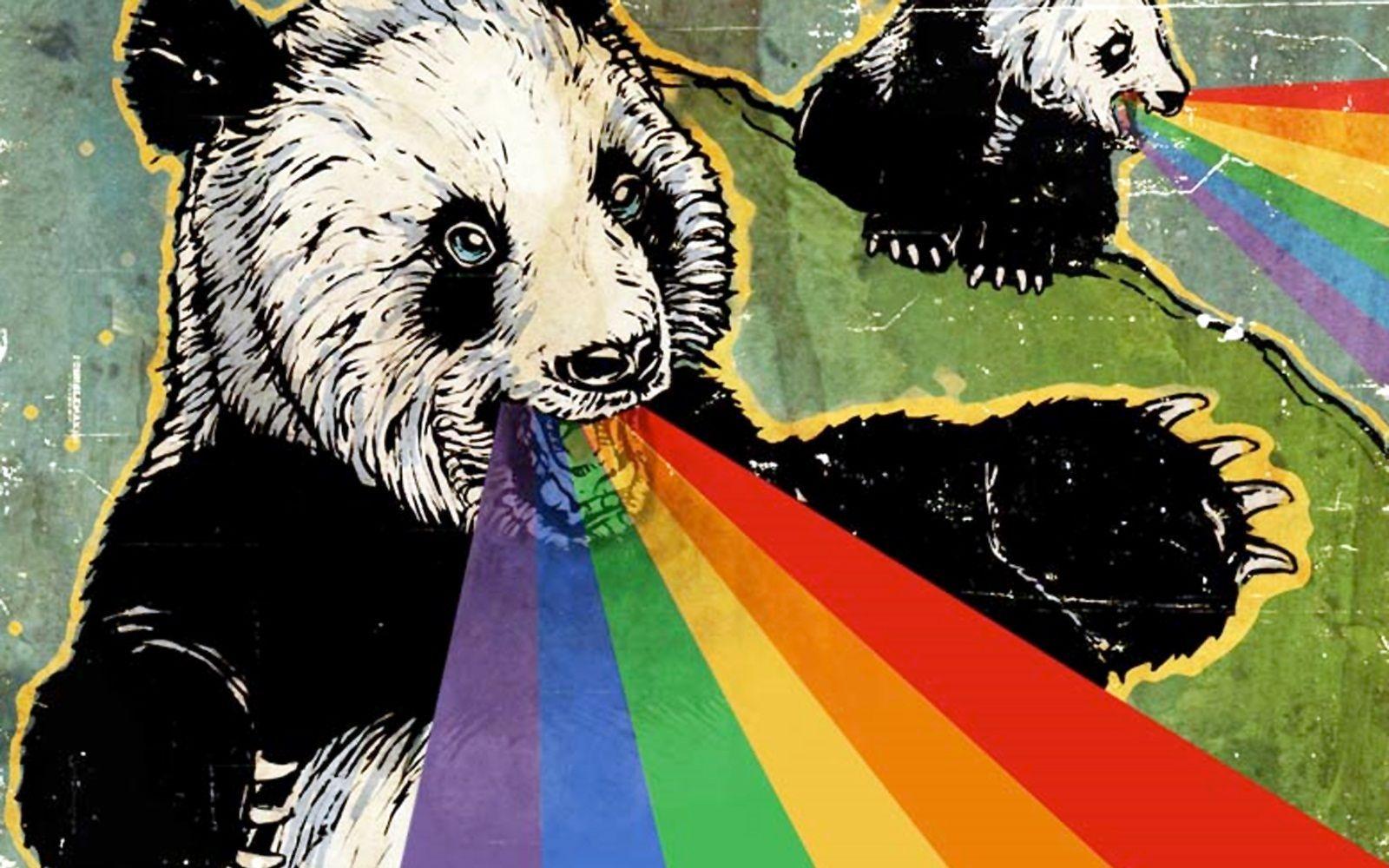 Panda's with rainbows coming out of their mouths. Of course. i <3