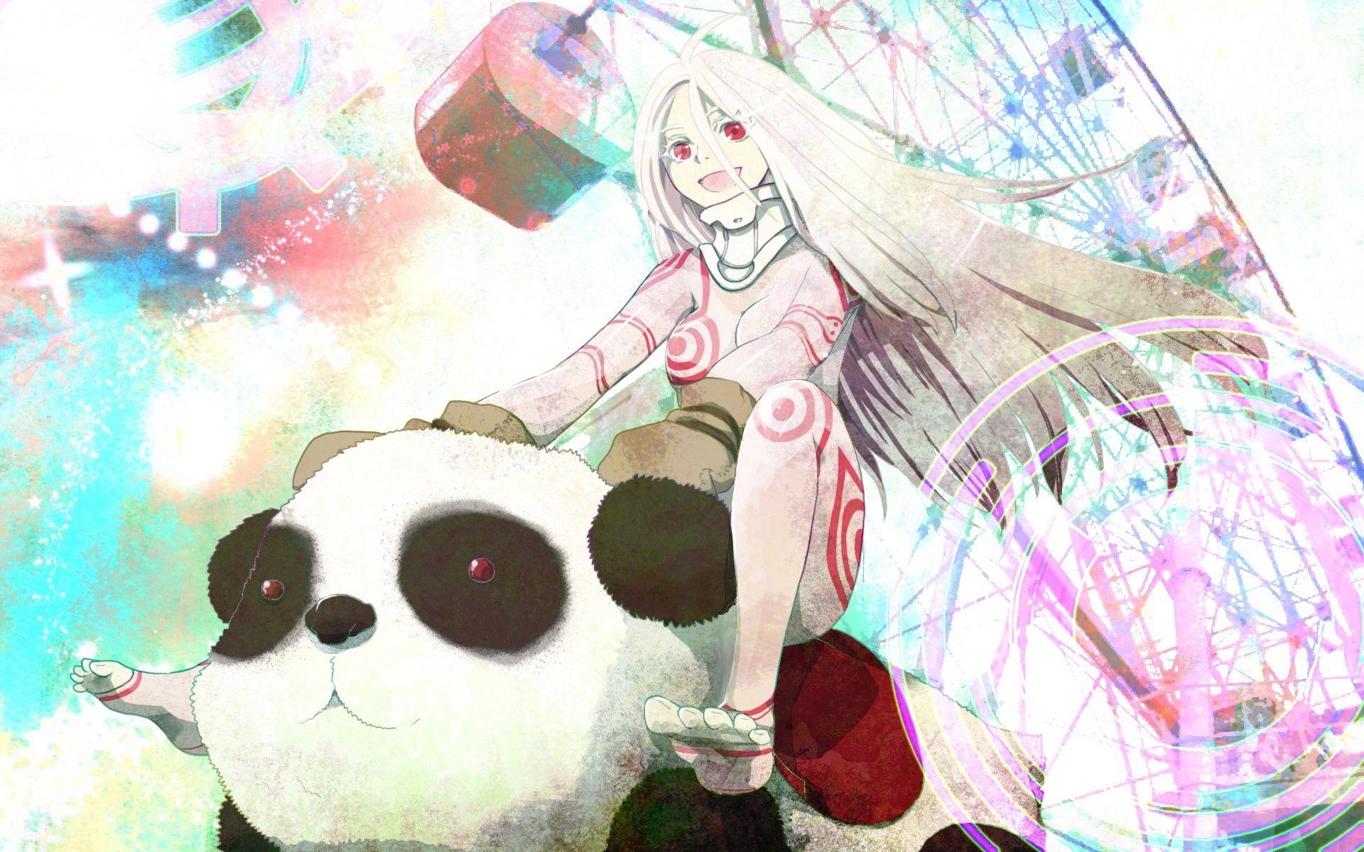 Download wallpaper 1920x1200 anime, girl, panda, skate HD background