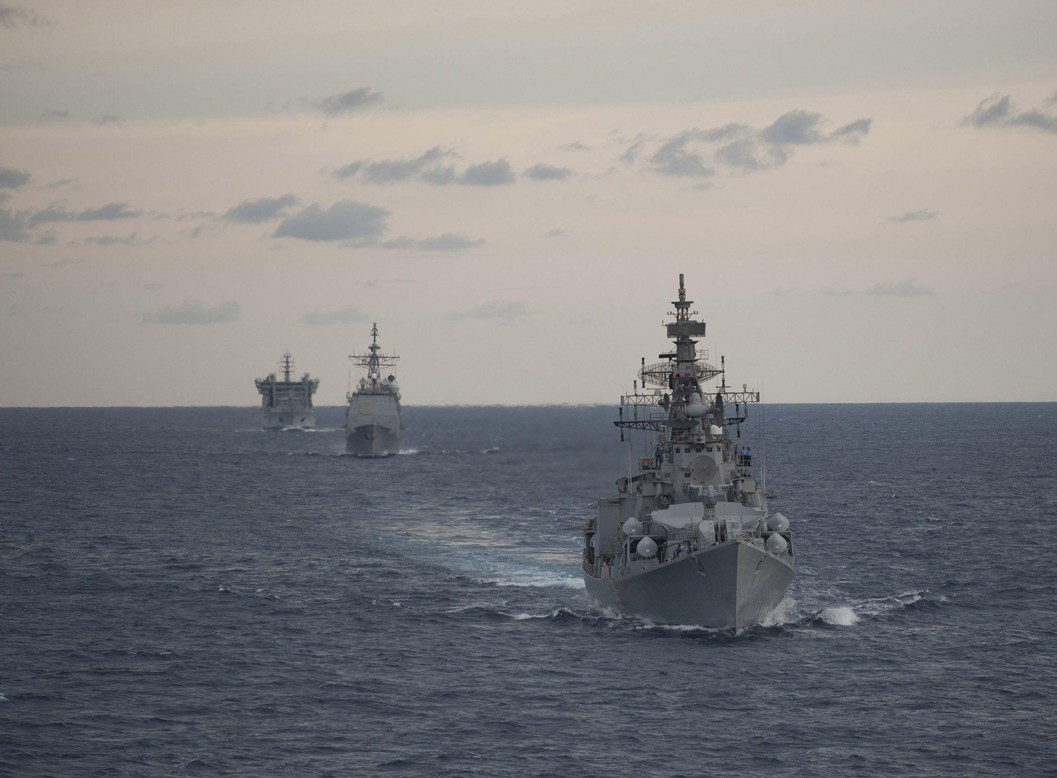 Rajput Class Destroyer Of The Indian Navy At Exercise Malabar 2012