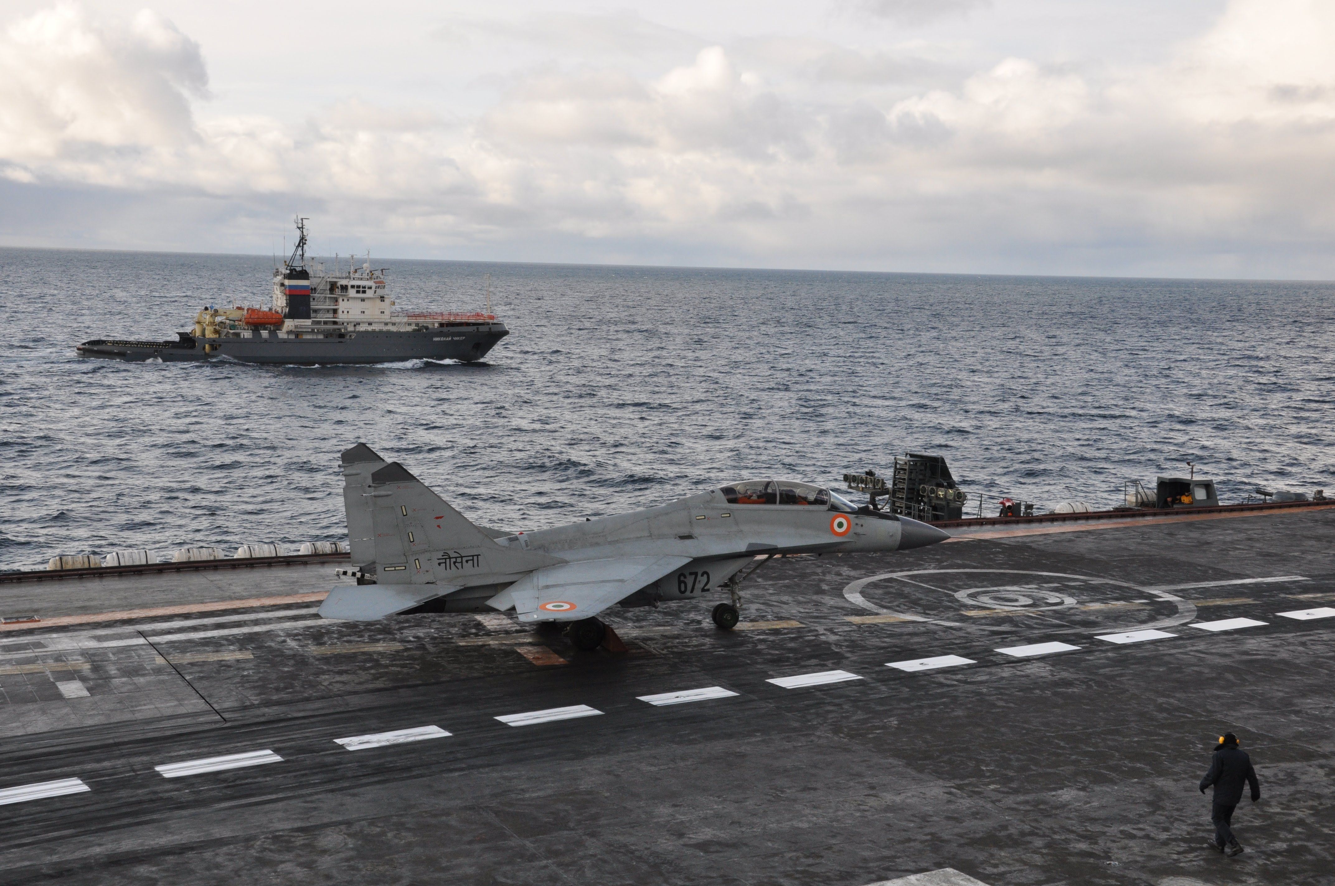 Indian Navy MiG 29KUB Fighter Takes Off Russian Aircraft Carrier