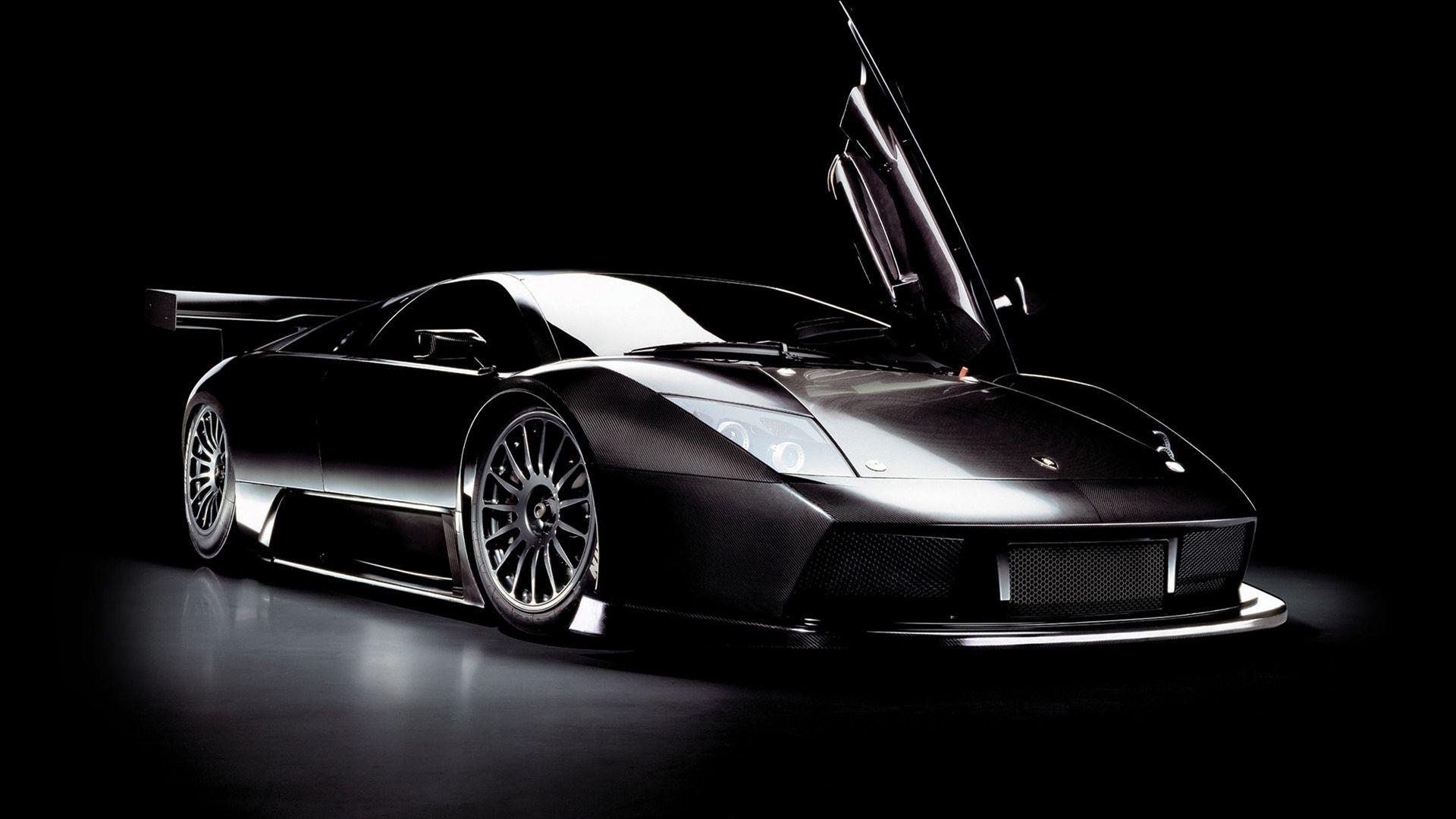 Download wallpaper 1920x1080 black, car, lamborghini, murcielago HD