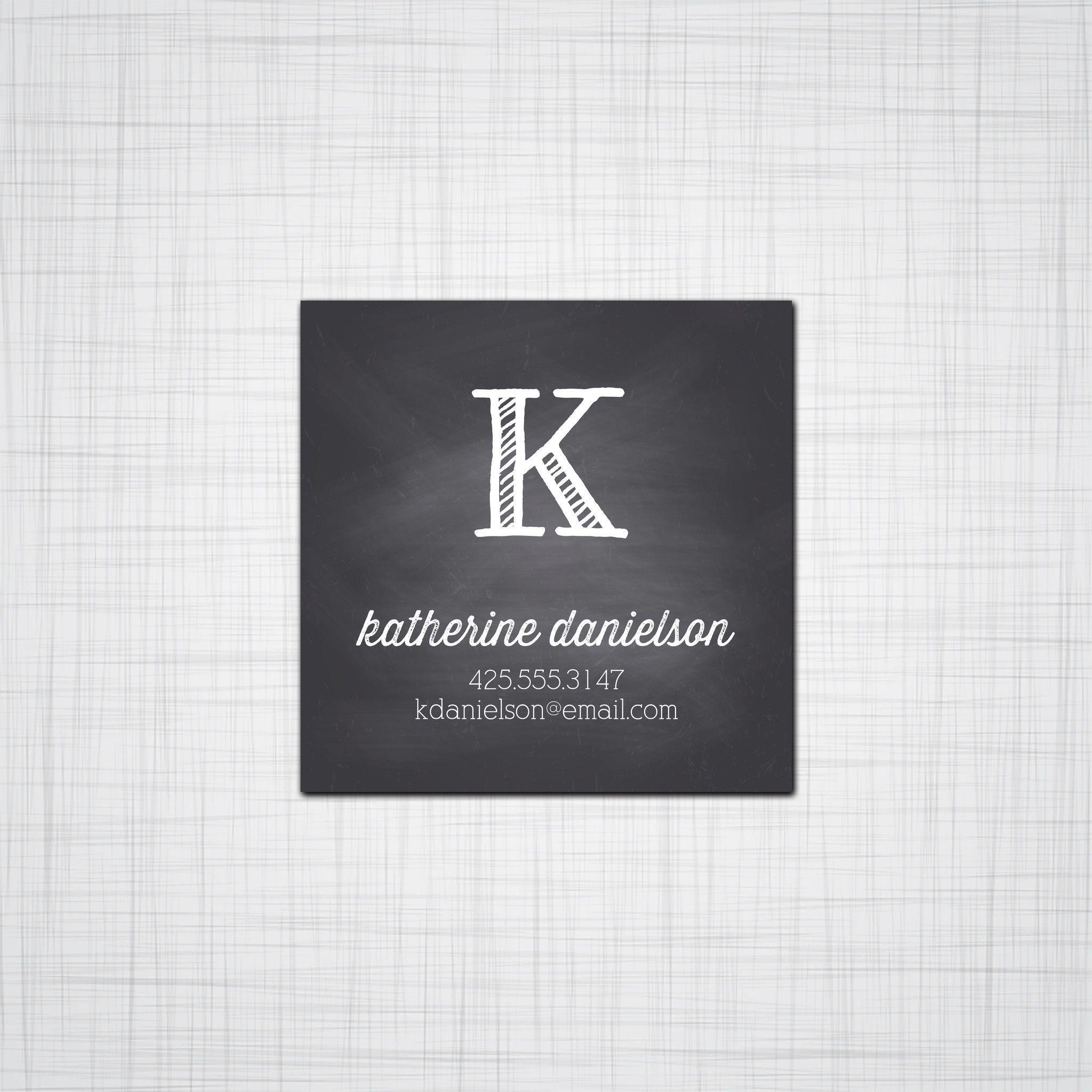 Fun Chalkboard Background Square Calling Card or Business Card