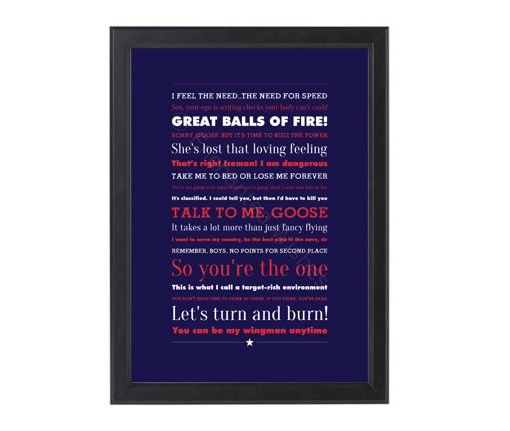 Top Gun Movie Quotes Typography Print Personalised Prints and on Top