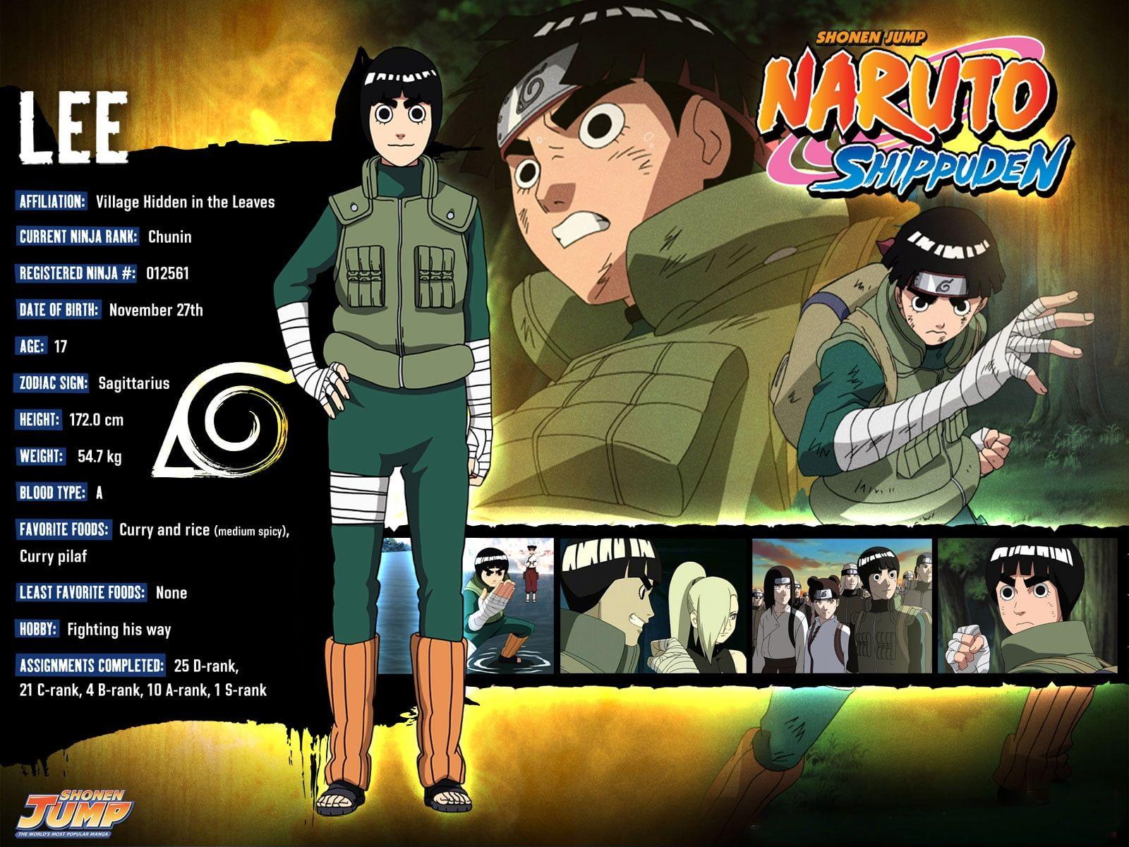 Naruto Shippuden Lee profile poster HD wallpaper